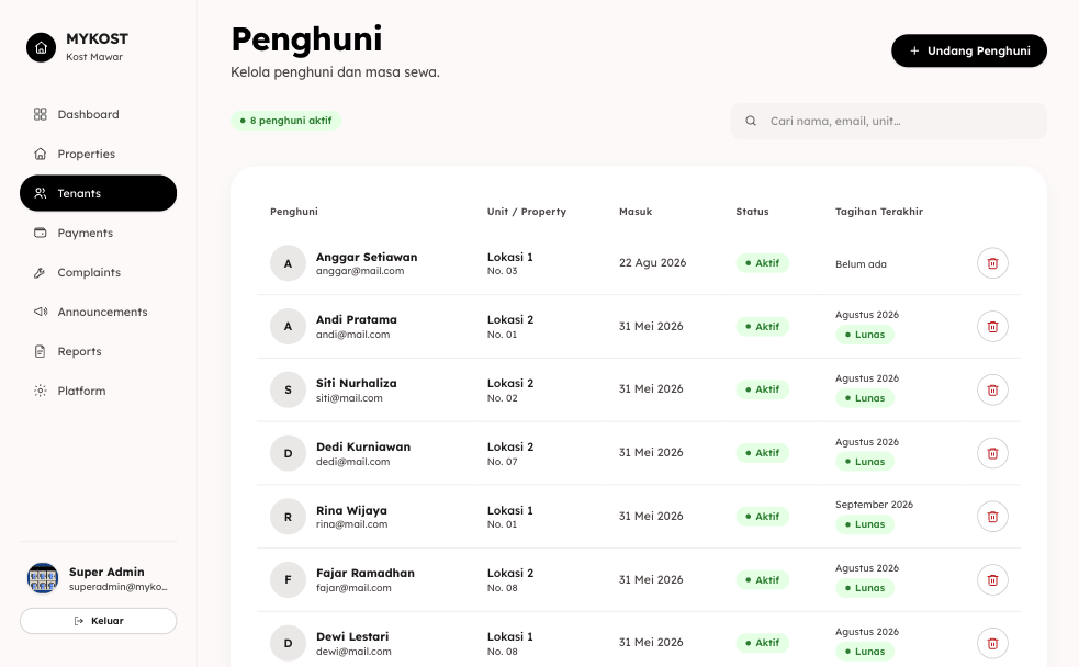 MyKost — Boarding House Management (SaaS) preview 6