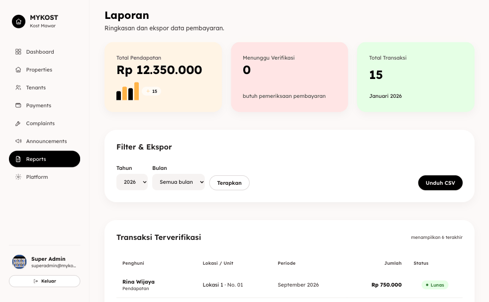 MyKost — Boarding House Management (SaaS) preview 10